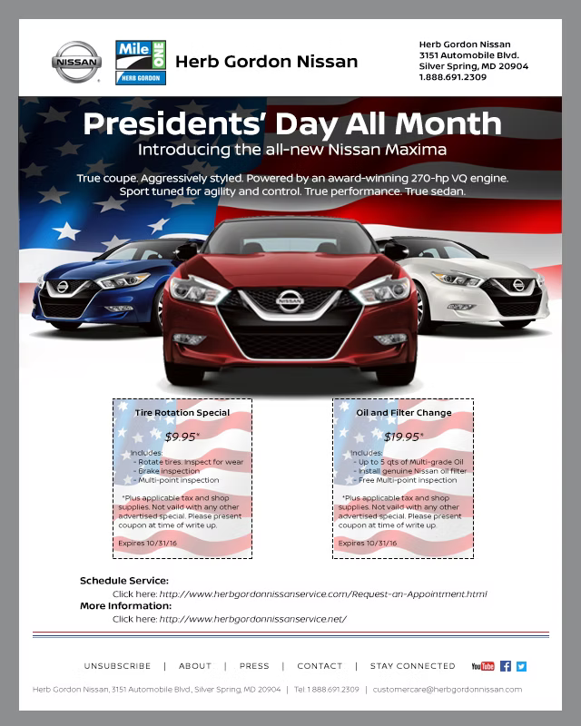 Mile One of Herb Gordon Nissan Flyer Design